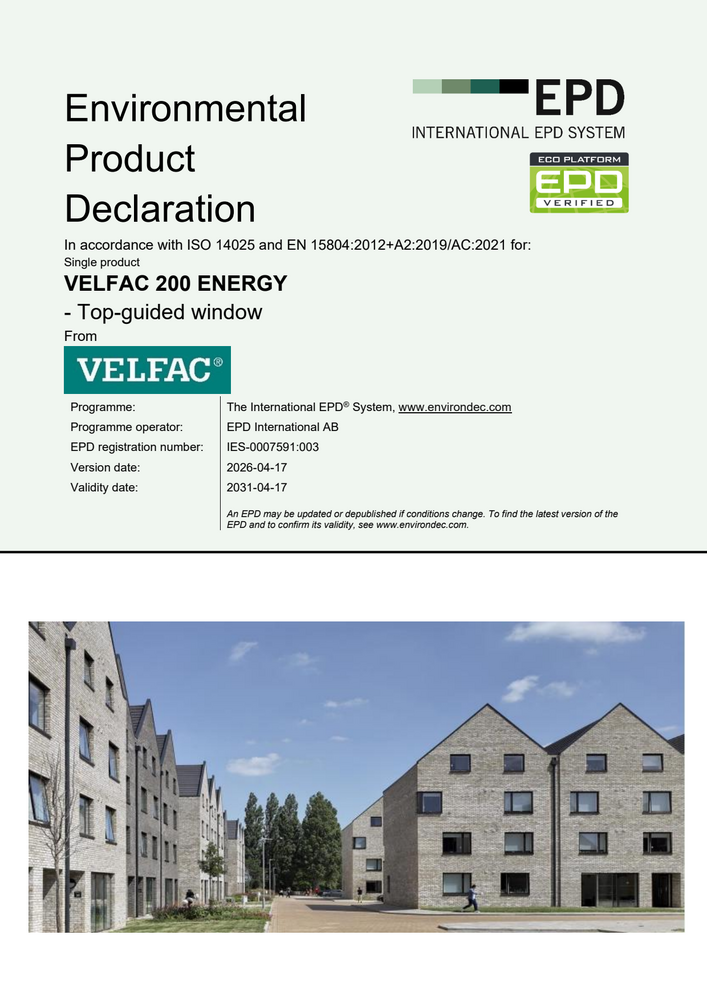 EPD for VELFAC 200 ENERGY top-guided window, 17.04.2026